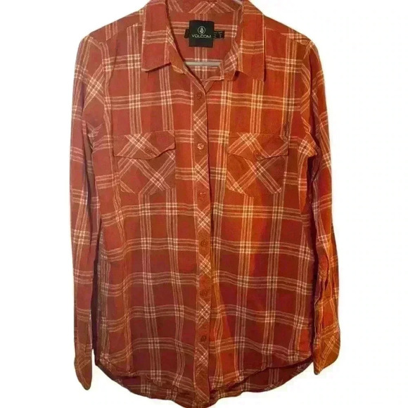 Volcom Button Up Plaid Size Mens Medium - Picture 3 of 4